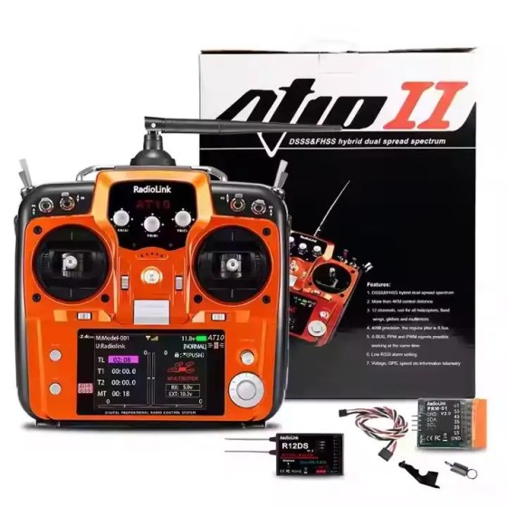 Ledi RadioLink AT10II Model Remote Controller 4KM 12 Channel Drone Crossing Machine Fixed Wing Vehicle and Ship Machine